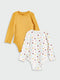 Crew Neck Long Sleeve Patterned Baby Girl Snap Fastener Body 2 Pack